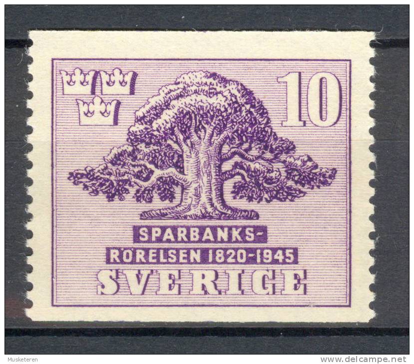 Sweden 1945 Mi. 316 Swedish Savings Bank, Oak 2-sided Perf MNH ** - Ongebruikt