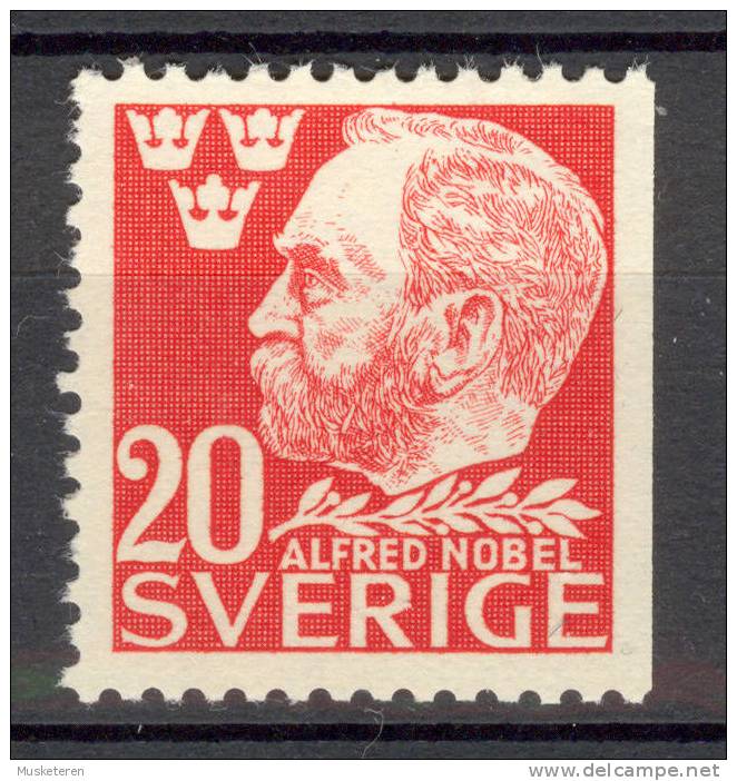 Sweden Mi. 325 Dr  Alfred Nobel, Chemist 3-sided Perf MH 1946 - Unused Stamps