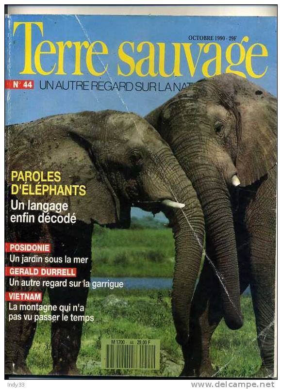 - TERRE SAUVAGE  N°44 OCT. 1990 - Animals