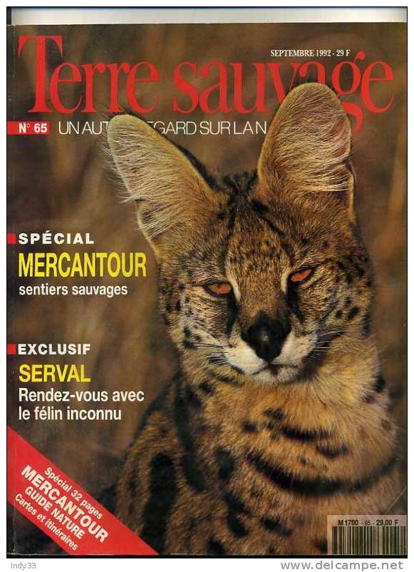 - TERRE SAUVAGE  N°65  SEPT.. 1992 - Animaux