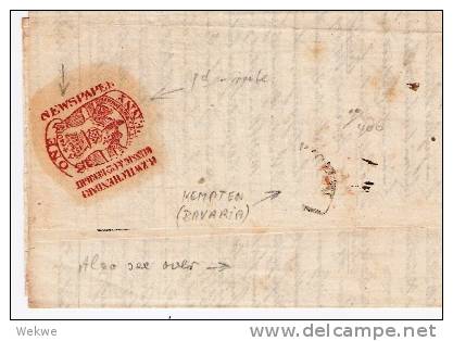 GBP004/ Baumwollbörse Liverpool Nach Kempten 2 D Paid 1852 , Rate 15 D For Newspaper (mit Textinhalt) - Covers & Documents