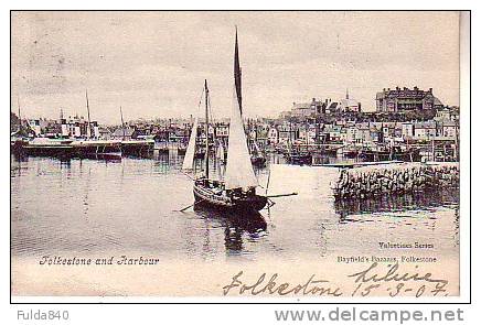 CPA.      FOLKESTONE AND HABOUR.       1907.   (animée) - Folkestone