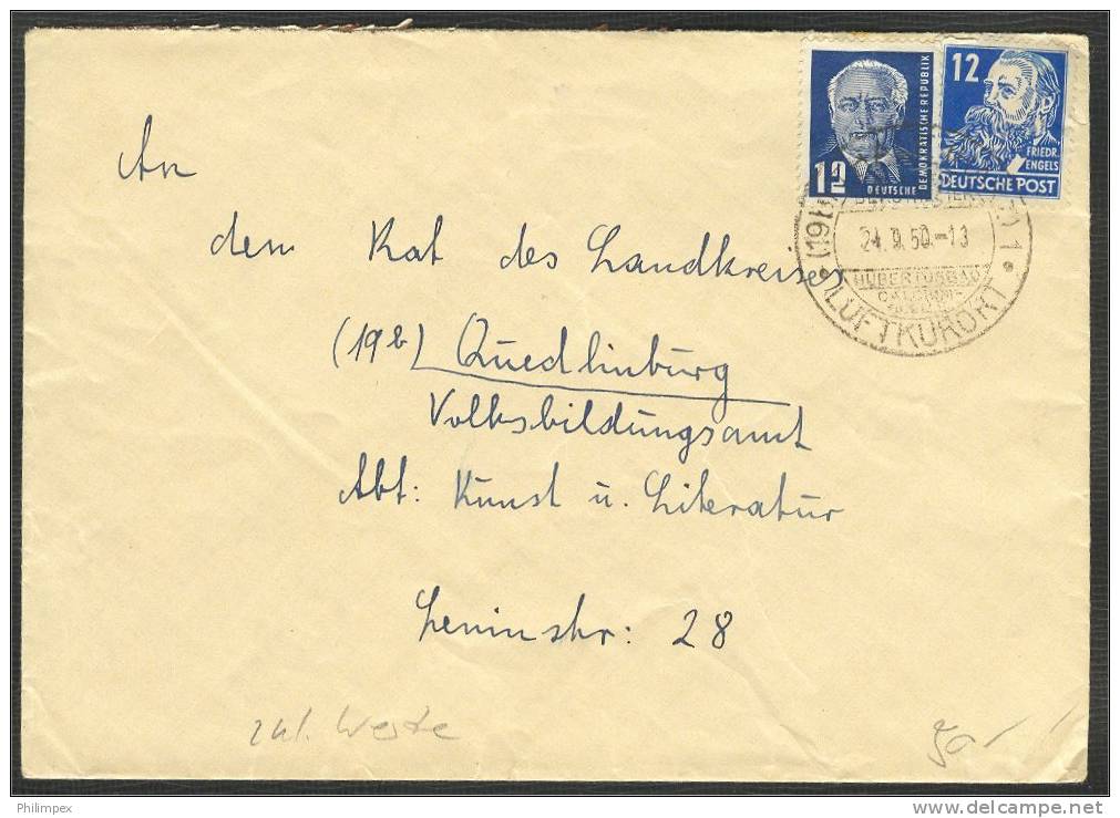 GERMANY DDR RARE FRANKING OF SAME VALUES BUT DIFERENT STAMPS 1950 - Cartas & Documentos