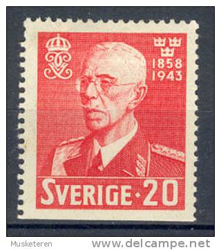 Sweden 1943 Mi. 297 Du King Gustaf  3-sided Perf €11,- MH - Unused Stamps
