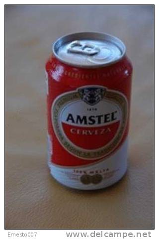 Leere Alu-Bierdose Aus Spanien: "AMSTEL - CERVEZA" - Farbe Rot, Siehe Bilder - Cannettes