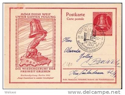 Bln120a/ Kongress 1952, Esslingen, Europa Union Sonderstempel Auf GA - Postcards - Used
