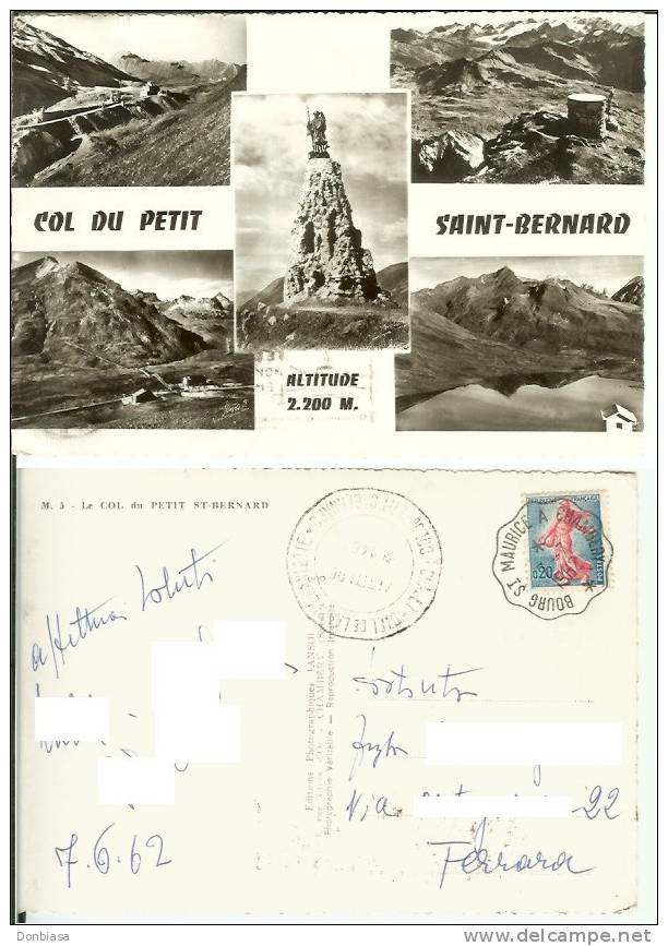 Colle Del Piccolo San Bernardo (Aosta): Cartolina Anni ´50, Viaggiata 1962 Con Timbro Pubblicitario Hotel - Autres & Non Classés