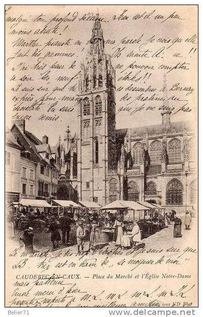 76 / Caudebec En Caux. Place Du Marché Et L'Eglise Notre Dame - Caudebec-en-Caux