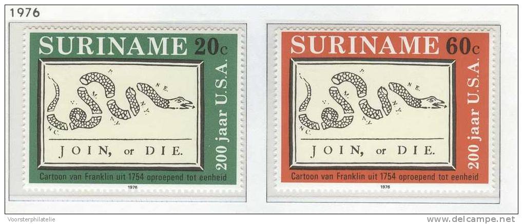 REPUBLIEK SURINAME 1975 ZBL 41-42 SLANG SNAKE SERPENT - Serpents