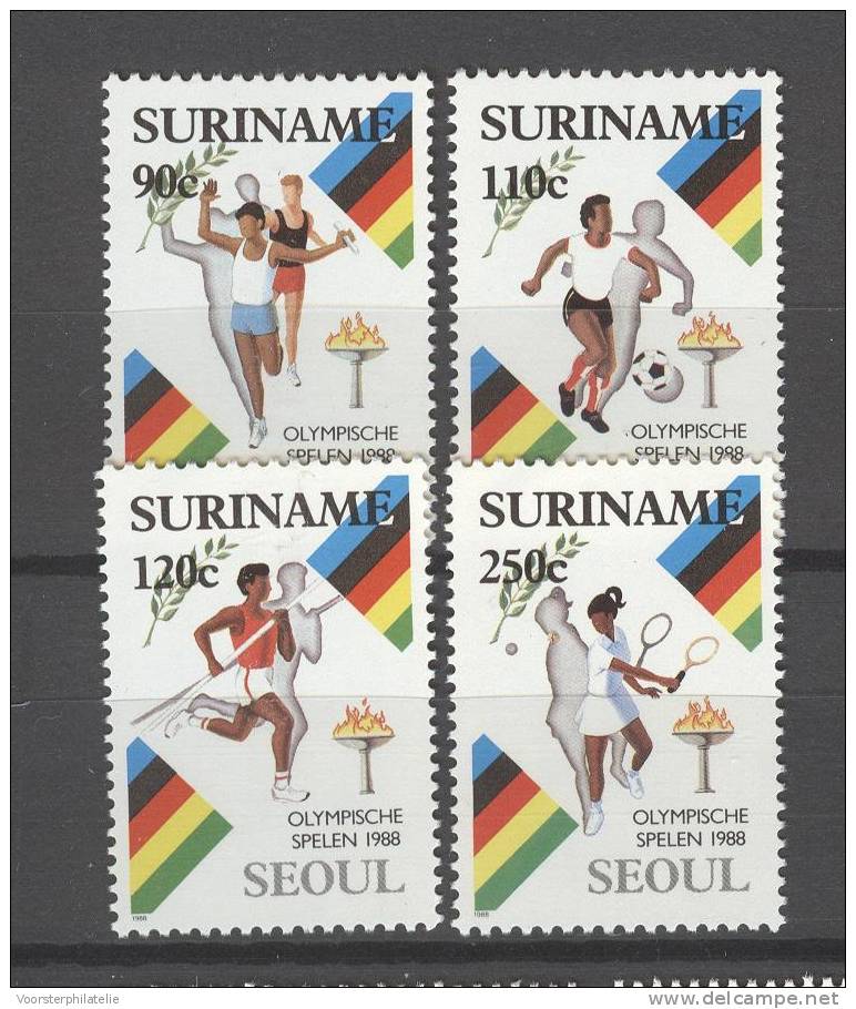 REPUBLIEK SURINAME 1988 ZBL 587-90 OLYMPISCHE SPELEN OLYMPICS OLYMPIQUE SEOUL - Sommer 1988: Seoul