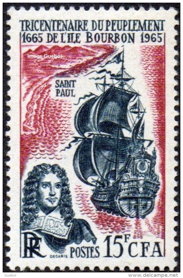 Réunion N° 365 ** Carte L'Ile Bourbon - Mer - Bateau - Unused Stamps