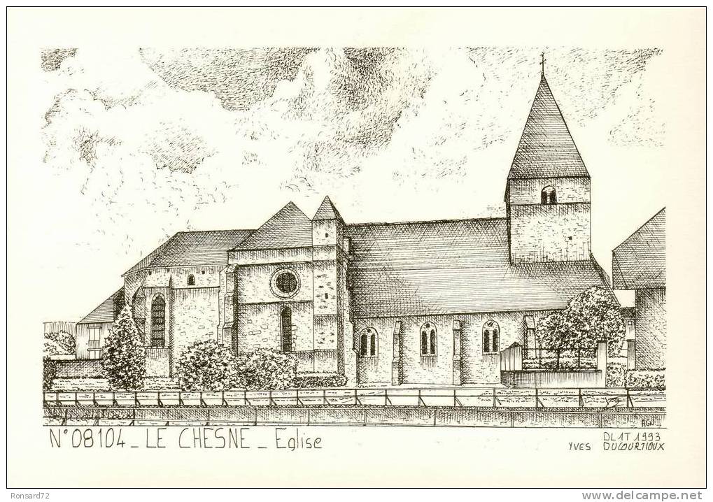 08 LE CHESNE - Eglise  - Illustration Yves Ducourtioux - Le Chesne