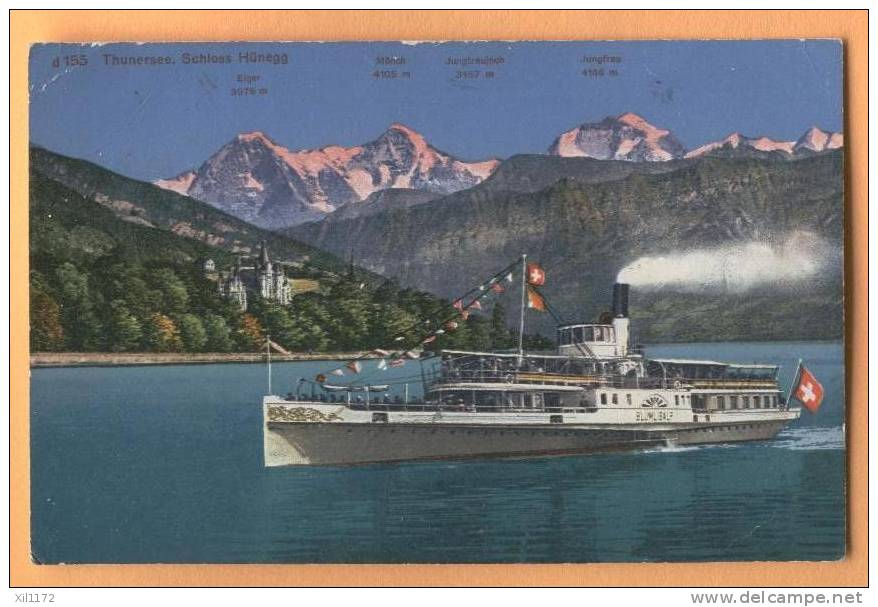 D535, Schiff Blumisalp Thunersee.Bâteau Vapeur.Drapeau Suisse.Poste Militaire Kaserne Thun 1931 Vers Trubschachen.SCAN - Trub