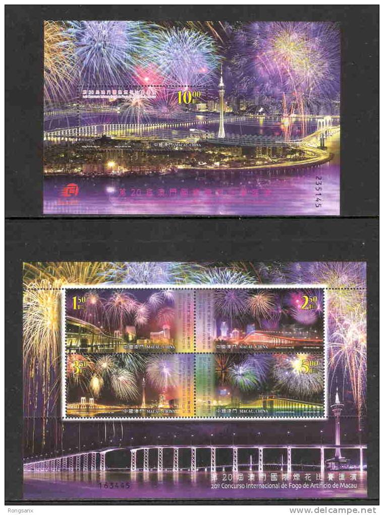 2008 MACAO FIREWORKS MS OF 4V+SS - Unused Stamps