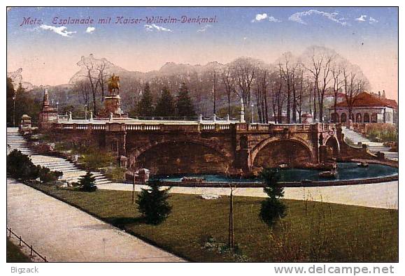 AK Metz Esplanade Mit Kaiser-Wilhelm-Denkmal Gelaufen 26.8.15 - Lothringen