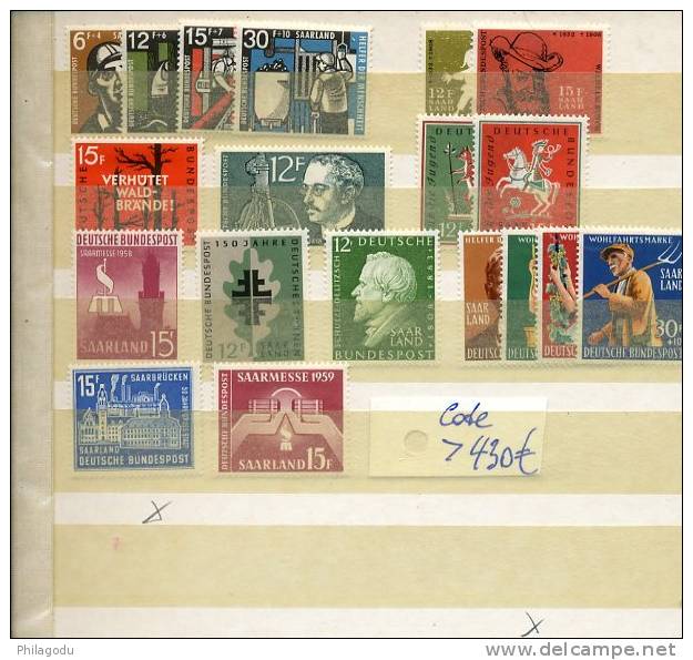 SARRE Ensemble D'excellente Qualité ++ Postfrich Cat 430 Euros + Prime - Unused Stamps