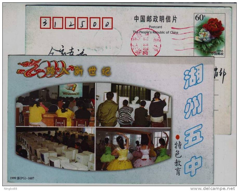 Computer Classroom,Windows 98,dancing,drawing,CN99 Huzhou No.5 High School Special Education Advert Pre-stamped Card - Informatik