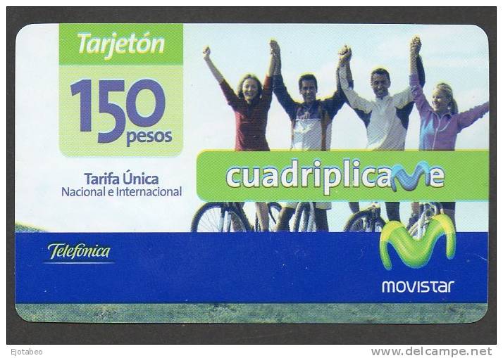 24-Uruguay-Card Pre-Pago- Movistar- Valor $ 150-TT:Gente,Bicicletas - Uruguay