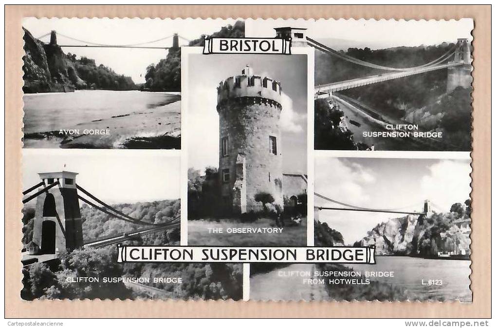 CLIFTON SUSPENSION BRIDGE MULTIVIEWS Observatory Avon Gorge 1960s ¤ REAL PHOTO VALENTINE 6123¤ ANGLETERRE ENGLAND ¤6251A - Bristol