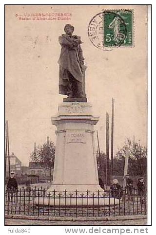 CPA.     VILLERS-COTTERETS.        Statue D'Alexandre Dumas.       1908. - Villers Cotterets