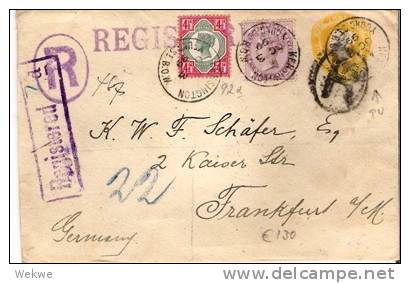 GBV170/ Kensington 1899-Frankfurt Privat-Ganzsache + Zuatzmarken - Storia Postale