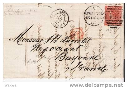 GBV173/ Liverpool-Bayonne 1860 - Lettres & Documents