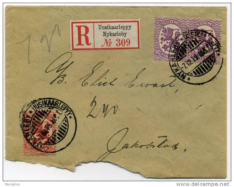 1919  Lettre Recommandée  Facit 68 + 71 X 2 - Storia Postale