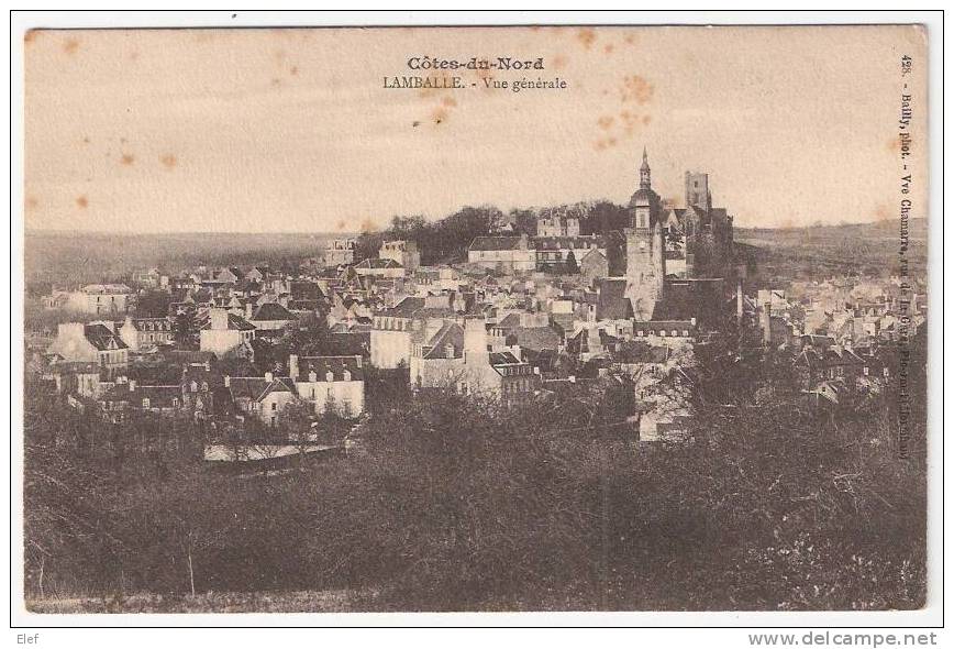 LAMBALLE (Cotes-d'Armor, 22): Vue Générale ; + Cachet ENTREPOT Au Verso; 1913 ; B/TB - Lamballe