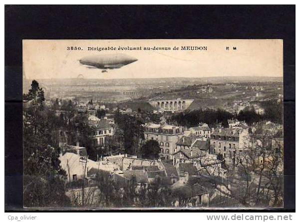 92 MEUDON Vue Générale, Dirigeable évoluant Au Dessus De La Ville, Ed EM 3850, 1915 - Meudon