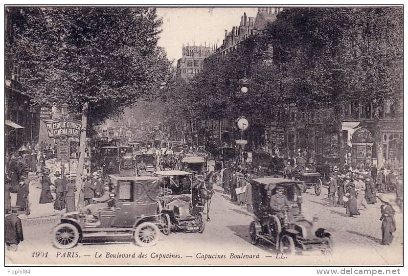 VOITURES-PARIS-BOULEVARD DES CAPUCINES-TRES ANIMEE - Transport Urbain En Surface