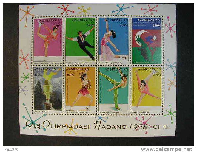 AZERBAIDJAN 1997 JUEGOS OLIMPICOS DE NAGANO MINI HOJITA DE 8 SELLOS - YVERT 361-368 - Hiver 1998: Nagano