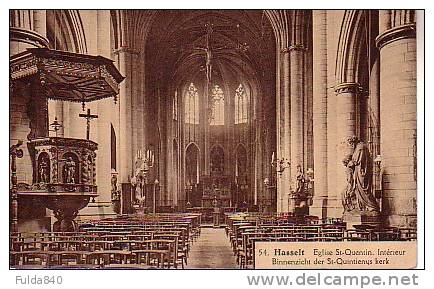 CPSM.      HASELT.      Eglise Saint-Quentin, Intérieur.    194?. - Hasselt
