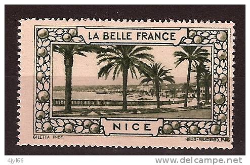 VIGNETTE LA BELLE FRANCE 54 X 32 Mm - Erinnophilie - NICE - NEUF Gomme D´origine Sans Charniere - Tourisme (Vignettes)