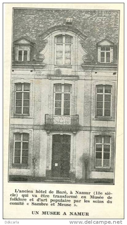 Foto Uit Oud Magazine 1933 - Un Musée à Namur - L´Ancien Hôtel De Baré - Unclassified