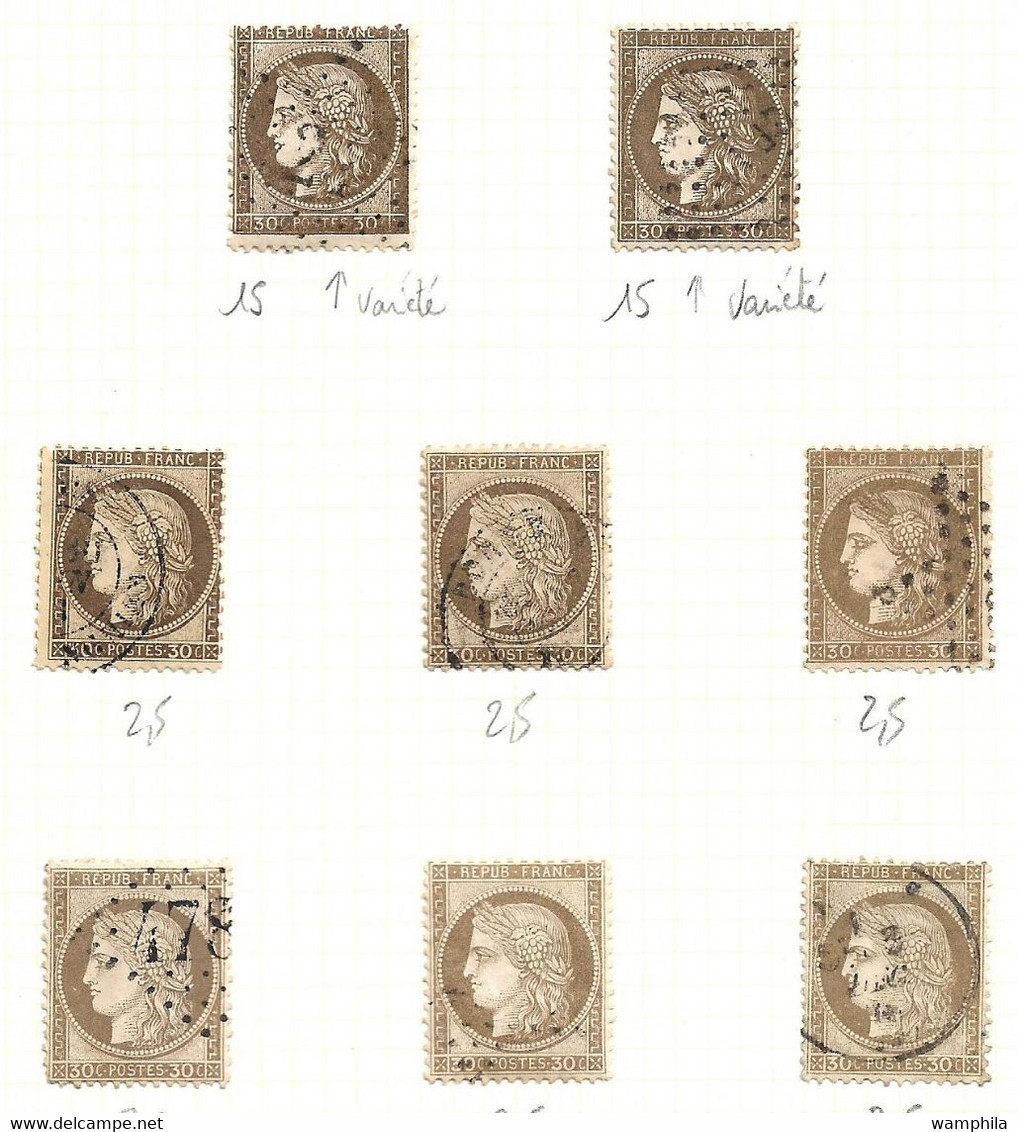 France N° 56 X 8 Ex Couleurs, Oblitérations, Variétés - 1871-1875 Ceres