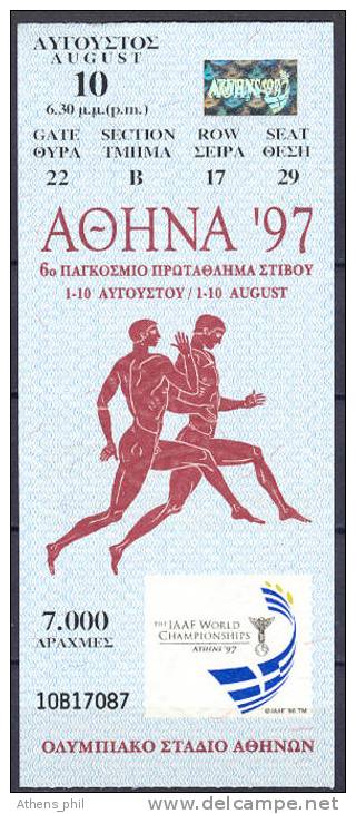 Ticket With HOLOGRAM , 6th IAAF WORLD CHAMPIONSHIPS, ATHENS 1997 - Athlétisme