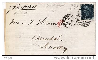 GBV192/ Mi. 17 IIy (blued Paper) Rar! Newport 1875 Nach  Norwegen - Briefe U. Dokumente