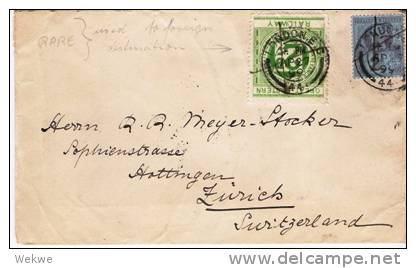 GBV193 / Great Eastern Railway + 2 ½ D Reguläre Marke, Brief N. Zürich 1899 - Covers & Documents