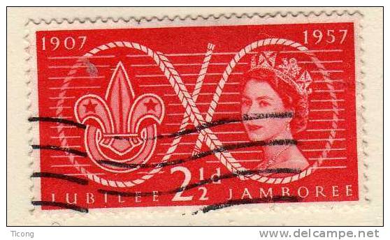 INSIGNE SCOUT GRANDE BRETAGNE 1957 - Used Stamps
