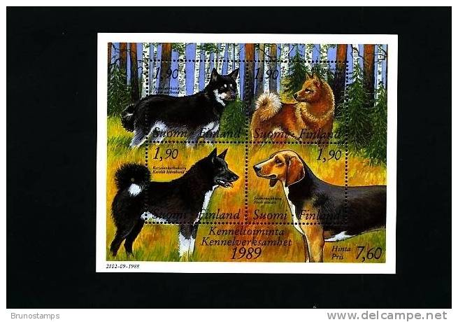 FINLAND - 1989 DOGS  MS MINT NH - Blocchi E Foglietti