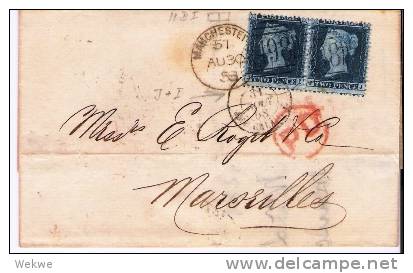 GBV200/ 2 Pence Paar 11BI Mit J + J  Und J + I1858 Marseilles - Briefe U. Dokumente