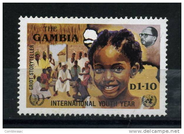 GAMBIA      1985    International Youth Year  1d10  Girl And Griot Story Teller - Gambia (1965-...)