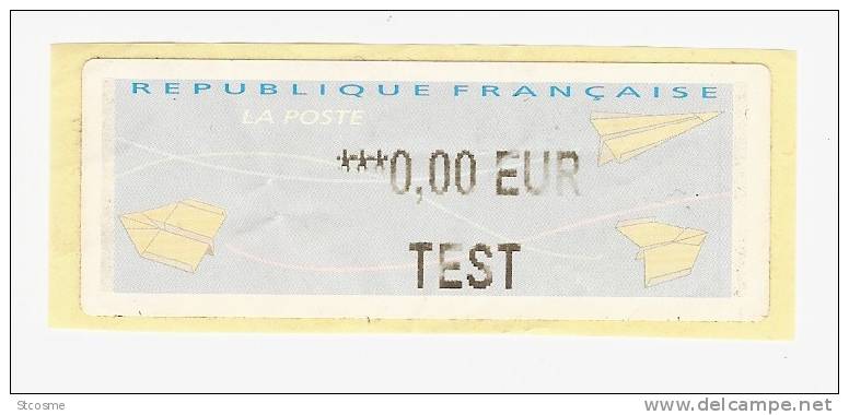 France, Vignette LSA - Test à 0,00 EUR - 2000 « Avions En Papier »