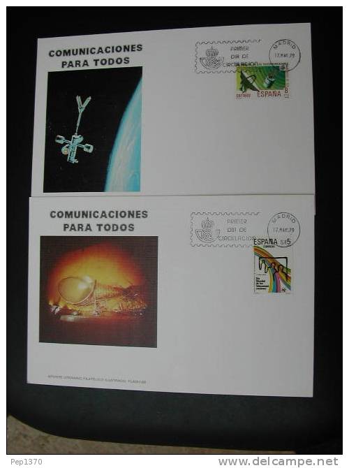 ESPAÑA 1979  - 2 CARTES MAXIMUM - TELECOMUNICACIONES - Edifil 2516-18 - Yvert 2162-2164 - Cartes Maximum