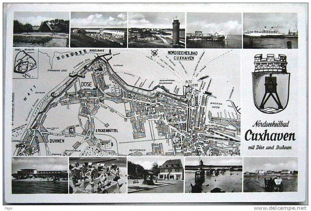 Cuxhaven,Döse,Duhnen,10-Bild-Karte Mit Abgebildetem Stadtplan,1960, - Cuxhaven