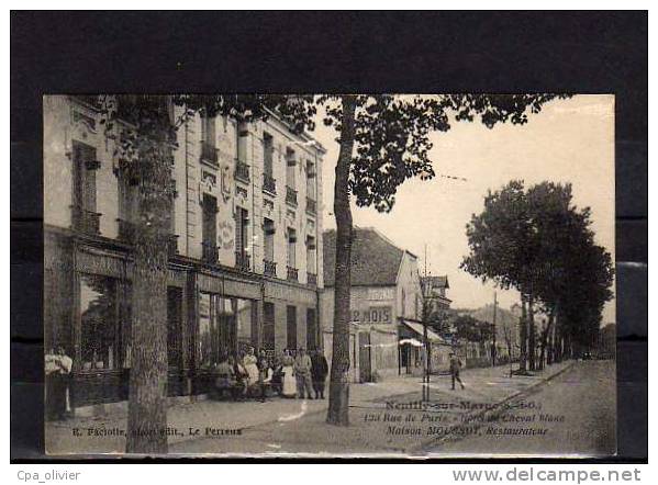 93 NEUILLY SUR MARNE Rue De Paris, Hotel Du Cheval Blanc, Maison Moussot, Animée, Ed Faciolle, 191? - Neuilly Sur Marne