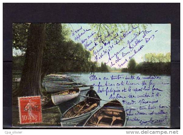 94 VINCENNES Bois, Lac, Canots De Louage, Timbre Perforé, Colorisée, Ed LV & Cie 71, 190? - Vincennes