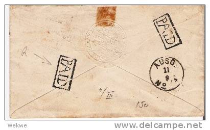 GBV212/ Charing Cross 1873 Nach Sachsen, P.D. (rot/red) Paid (schwarz/black) - Cartas