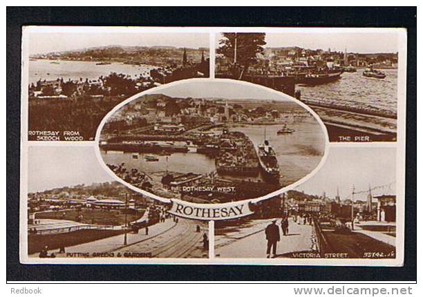 1927 Real Photo Multiview Postcard Rothesay Isle Of Bute Scotland - Victoria Street - Pier - Putting Greens - Ref 269 - Bute