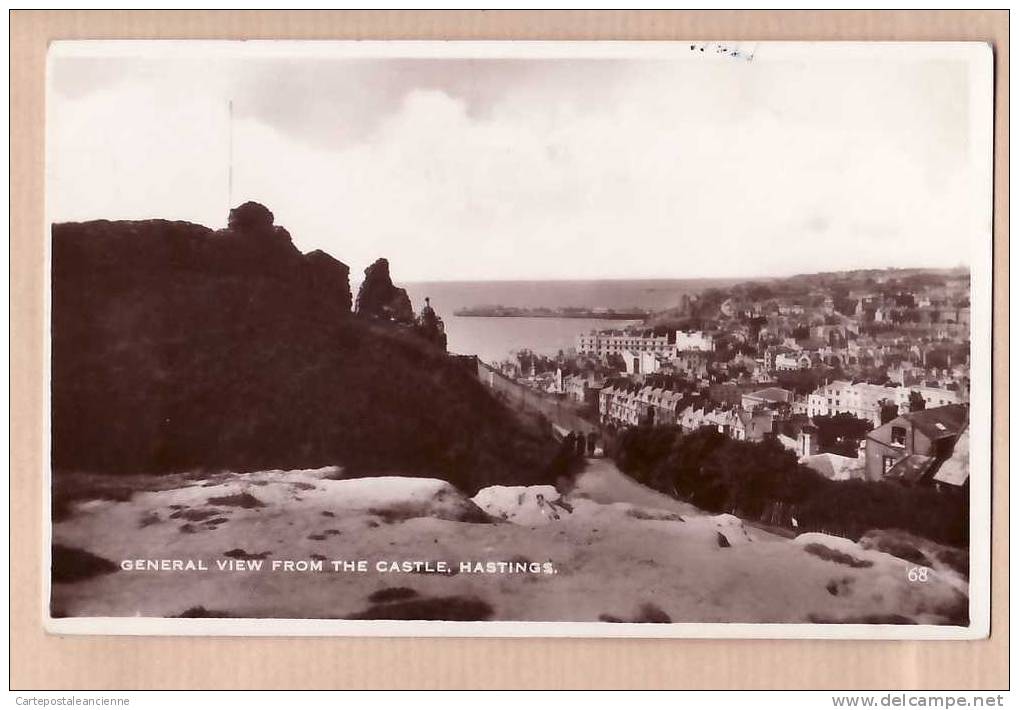 HASTINGS CASTLE GENERAL VIEW From .1940s SUSSEX ¤ REAL PHOTOGRAPH EXCEL SERIE 68 ¤ ANGLETERRE ENGLAND INGLATERRA ¤6317A - Hastings